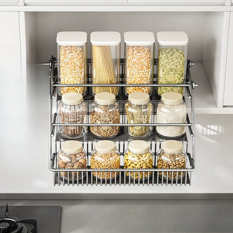 Kitchen Gadgets Cabinet - Cabinet Pull Down Basket, 3 Tier