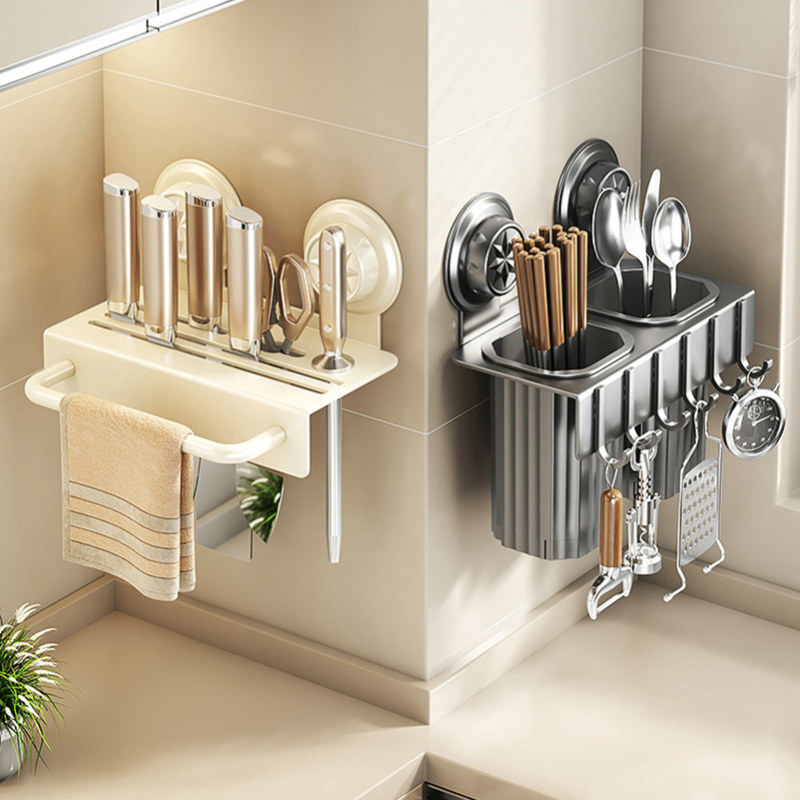 Suction Wall‑Hung Kitchen Cutl - Kitchen Gadgets Rack Storage review and price