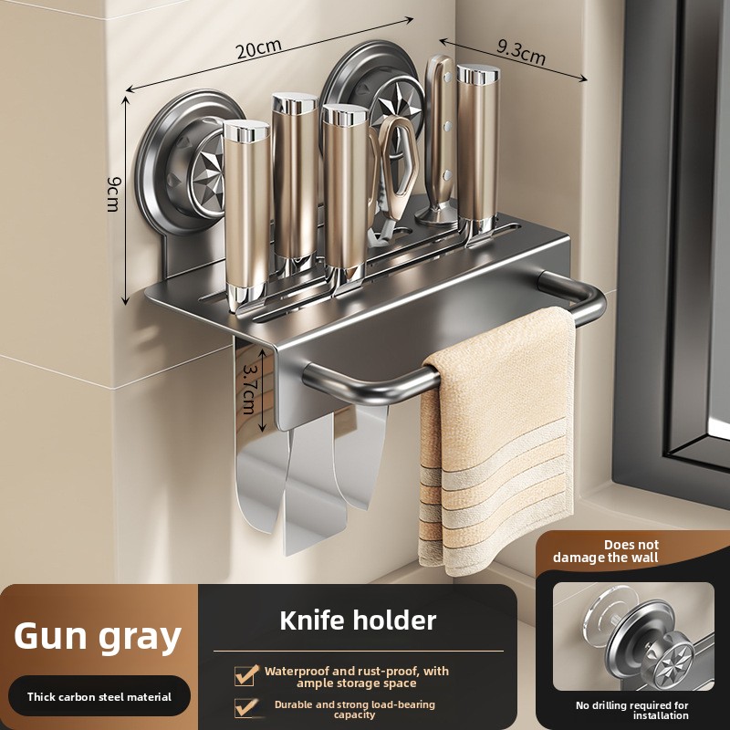 Suction Wall‑Hung Kitchen Cutl - Kitchen Gadgets Rack Storage review and price