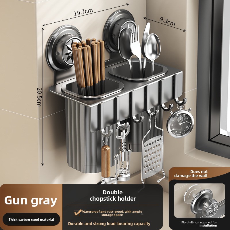 Suction Wall‑Hung Kitchen Cutl - Kitchen Gadgets Rack Storage review and price